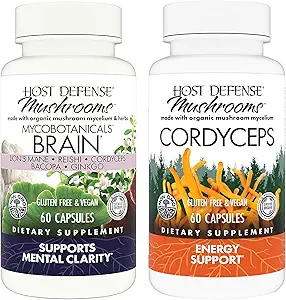 Host Defense Sche with MycoBotanicals Brain* Capsules, 60 Kont & Cordyceps Capsules, 60 Count - Support Memory & Focus - Support Immune Health & Energy*