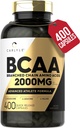 Carlyle BCAA Capsules | 2000 mg | 400 Toz Pills | Amino Asits Supplement Mix | for Women and Men | with L-Isoleucine, L-Leucine, L-Valine | Non-GMO ve Gluten Free