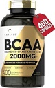 Carlyle BCAA Capsules | 2000 mg | 400 Toz Pills | Amino Asits Supplement Mix | for Women and Men | with L-Isoleucine, L-Leucine, L-Valine | Non-GMO ve Gluten Free