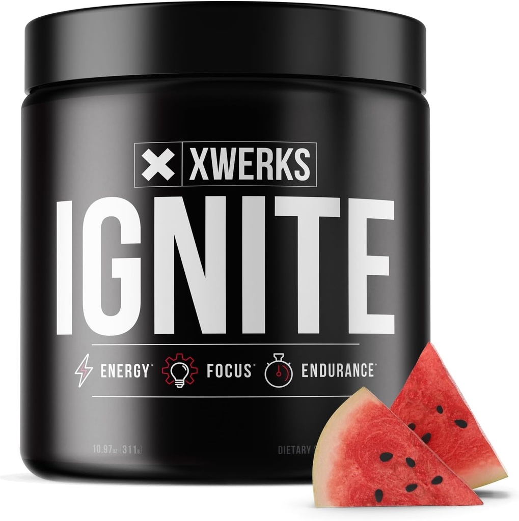 Xwerks Ignite Watermelon Pre Workout Toz, Natural Keto Pre Workout for Women and Men with Explosive Energy, Gluten Free Meeting for Endurance and Stamina, 150mg Caffeine, 30 Hizmet