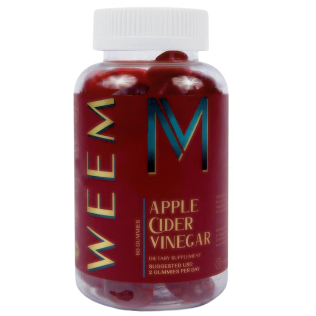 WEEM Apple Cider Vinegar Gummies - Φυσικό, Vegan ACV με Folic Acid-Gluten Free - Βιταμίνη B12 - Premium Detox & Weight Supplement- Βοηθά στην πέψη για γυναίκες και άνδρες
