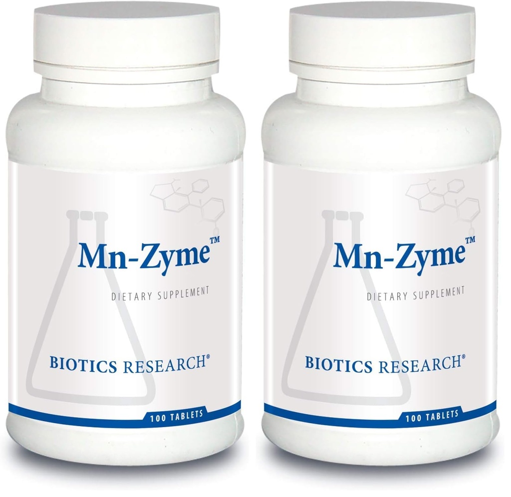 Biotics Research Mn Zyme, Manganese, Trace Mineral, Antioxidant, Metabolism Support, Healthy Cholesterol, Bone and Cartilage Development. 100 Tablets (Pack of 2)
