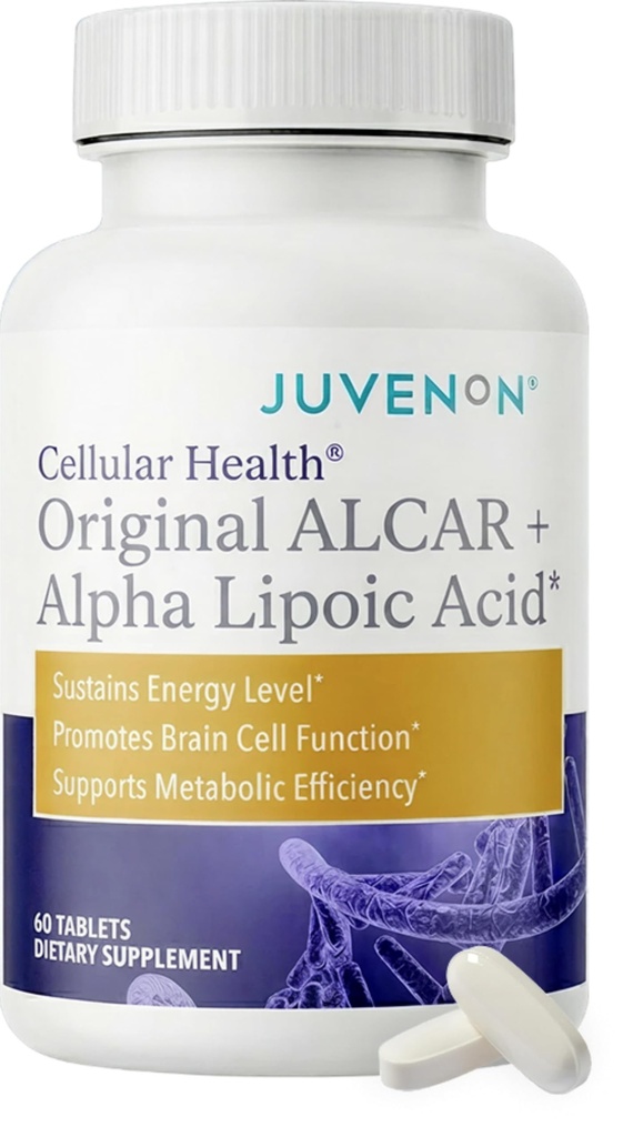 Juvenon Hücre Sağlığı | Kalp, Acetyl L-Carnitine ve Biotin ile Beyin Tamamı - NAD+ Fonksiyonlar, Enerji Üretimi, Mood, Revitalized Metabolism, mental Focus & Clarity (60 Tablet)