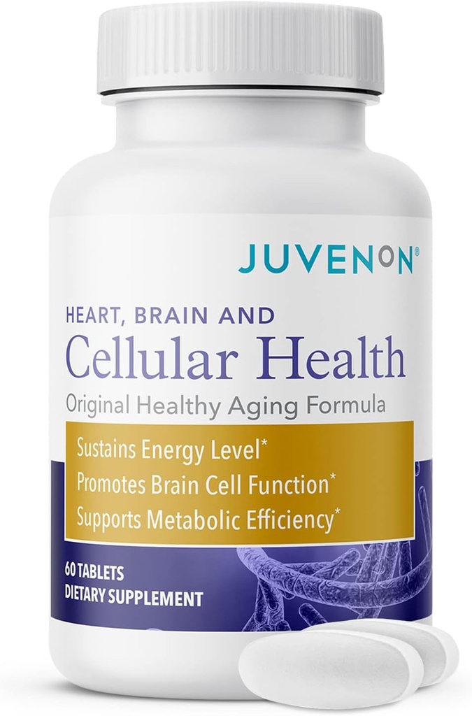 Juvenon Hücre Sağlığı | Kalp, Acetyl L-Carnitine ve Biotin ile Beyin Tamamı - NAD+ Fonksiyonlar, Enerji Üretimi, Mood, Revitalized Metabolism, mental Focus & Clarity (60 Tablet)