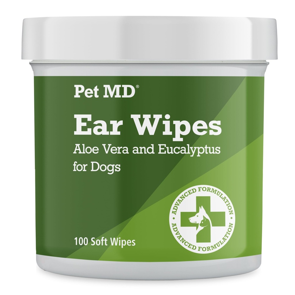 Pet MD - Köpek Kulaklarını Temiz Wipes - Köpekler için Otic Cleanser Saçı Durdurmak ve Aloe ve Eucalyptus ile Enfeksiyonları - 100 Kont