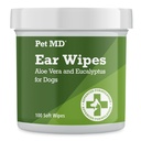 Pet MD - Köpek Kulaklarını Temiz Wipes - Köpekler için Otic Cleanser Saçı Durdurmak ve Aloe ve Eucalyptus ile Enfeksiyonları - 100 Kont