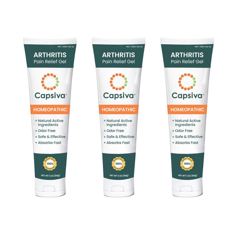 Pain Relief Topical 3oz Tube, 3 Pack, for Your Hands, Neck, Back, Joints, Non-Greasy, No Burn, Odor Free, Homeopathic Active Ingredients, Contains Capsaicin & Arnica, Absorbs Fast