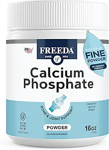 Freeda Phosphate Ασβέστιο σε σκόνη – Kosher Mineral Supplement for Bone & Joint Health in Men, Women, Dogs & Cats – Οστική δύναμη σε σκόνη με ασβέστιο και φώσφορο – Χωρίς βιταμίνη D – Made in USA, 16oz