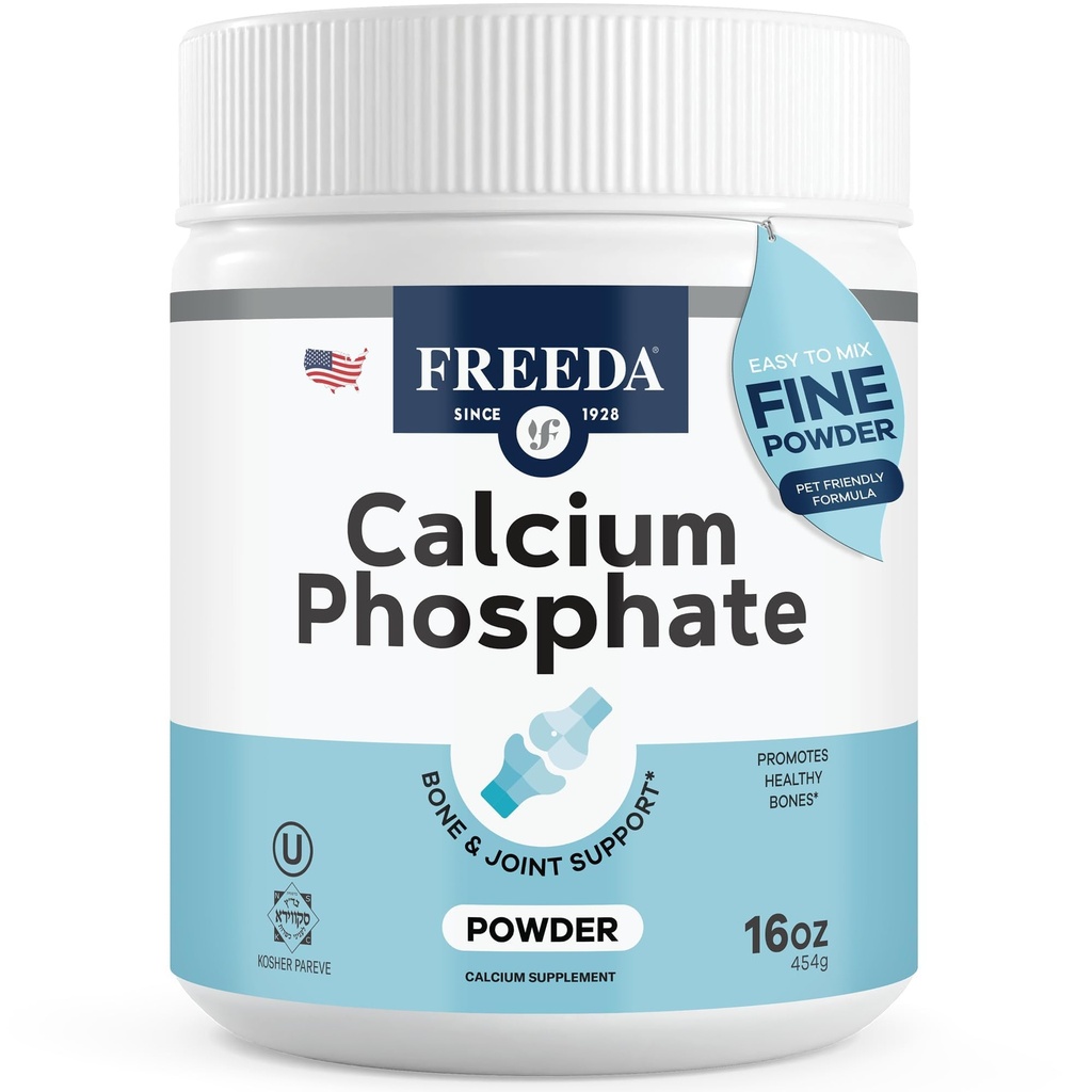 Freedauba Phosphate Toz – Kosher Mineral Supplement for Bone & Joint Health in Men, Women, Dogs & Cats – Bone Strength Toz withdis and Phosphorus – No Vitamin D – Made in USA, 16oz