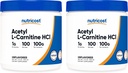Nutricost Acetyl L-Carnitine (ALCAR) 100 GMS (2 Pack) - 100 Her biri - 1000 mg Oda - Saf Acetyl L-Carnitine Toz - GMO, Gluten Free
