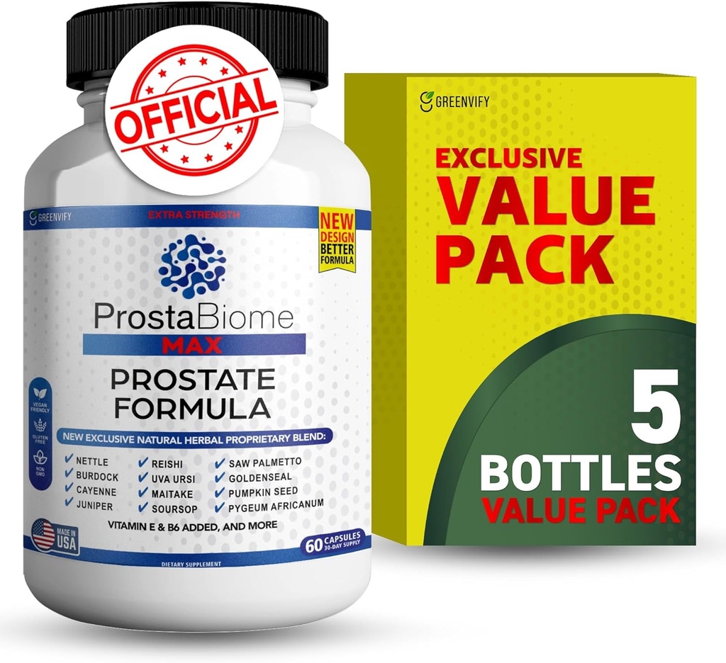 ProstaBiome Max Prostate Support Formula, Natural Herbal Blend with Saw Palmetto, 60 Capsules, 30-Day Supply (5)