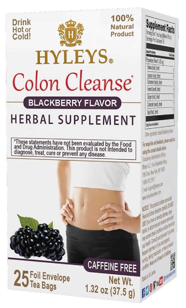 HYLEYS Cleanse Colon Τσάι BlackBerry Γεύση - 25 Τσάι Τσάι Τσάι Τσάι (1 πακέτο)