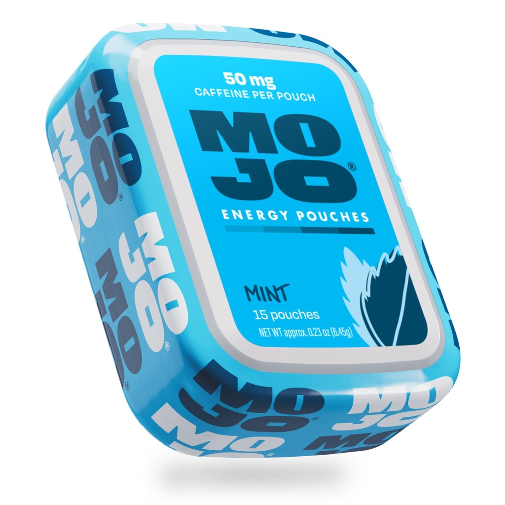 MOJO Energy 50mg Caffeine Pouches, Mint, 15 Pouches, 1-Pack