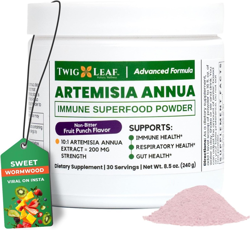 Artemisia Annua Sweet Wormwood Herbal Toz | Leaf Extract Brain Supports | Artemisinin Supplement | Sweet Wormwood Organic Extract | Non-GMO, Vegan, Gluten-Free | 30 Hizmet /8.5 Oz (240g)