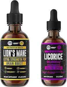 HERBIFY Bundle - Lions Mane Drops & Licorice Root Extract - εγκεφαλική ενίσχυση & νευρική υποστήριξη στο στομάχι