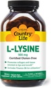 Ülke Life L-Lysine 500 mg ile B-6, Destekler Immune Health, Lips and Mouth, 250 Vegan Capsules, sertifikalı Gluten Free, sertifikalı Vegan Vegan