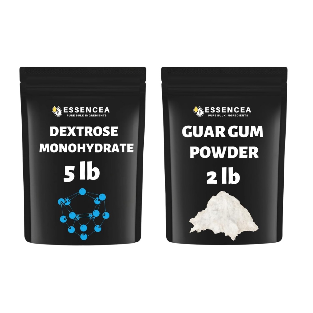Dextrose Monohydrate 5lb and Guar Gum Powder 2lb by Essencea Pure Bulk Ingredients | Essencea Combo