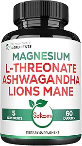 Satoomi 5in1 Magnezyum L-Threonate with Mangesium Glycinate, Ashwagandha, Chelate & Lions Mane - 60 Capsules