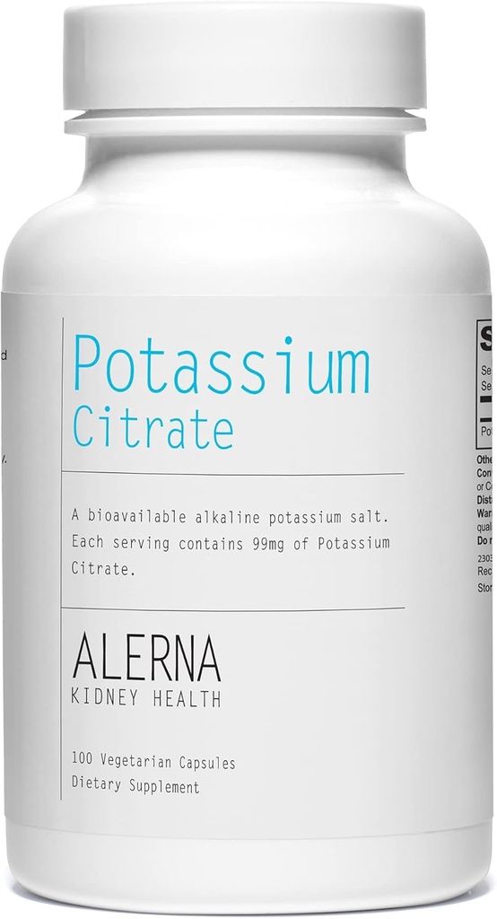 Potasyum Citrate 99 mg - Elektrolyte Balance ve Normal pH - Essential Mineral - 100 Vegetarian Capsules
