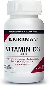 Kirkman - Vitamin D3 1000 IU - 120 Capsules - Destekler Immune Health - Güçlü Bones - Hipoallergenicicicicic