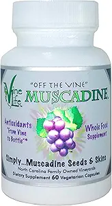 VineLife Muscadine Grape Seed & Skin 650 mg - 60 Veggie Capsules - Antioksi Superfood - 1300 mg Per Servis - Doğal Resveratrol