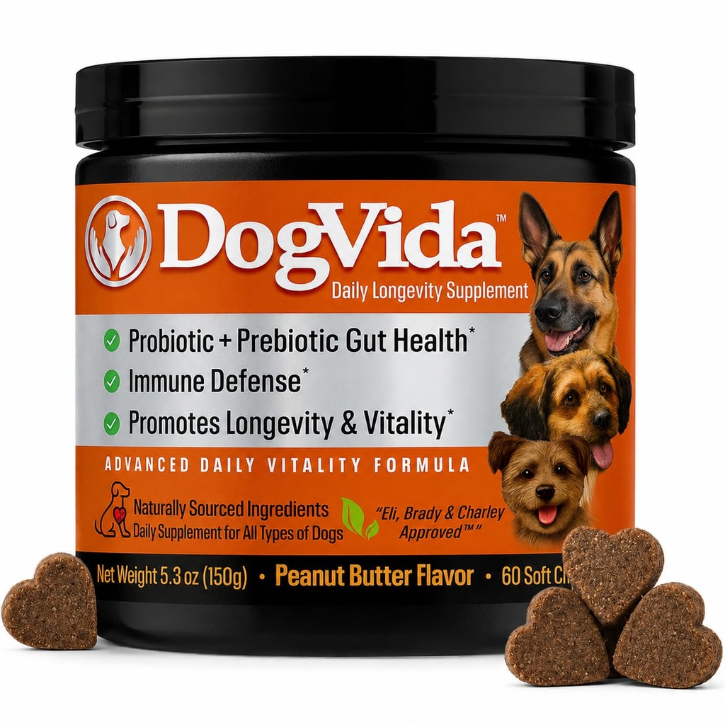 Dog Multivitamin Soft Chews with Probiotics & Omega 3 for Gut, Immune & Skin Support - Daily Wellness Treats for Dogs of All Breeds & Sizes - Peanut Butter Flavor, 60 Count, Made in USA