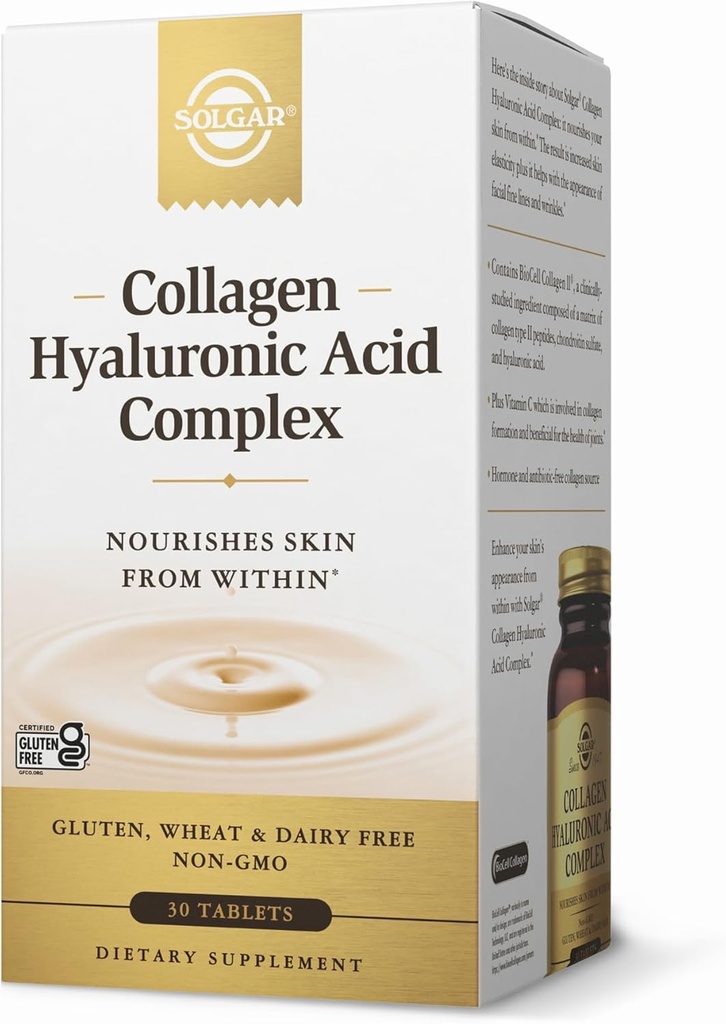 Solgar Collagen Hyaluronic Acid Kompleksi - 30 Tablet - Hydrolyzed Collagen Type 2 & Chondroitin - Non-GMO, Gluten & Dairy Free - 30 Hizmet
