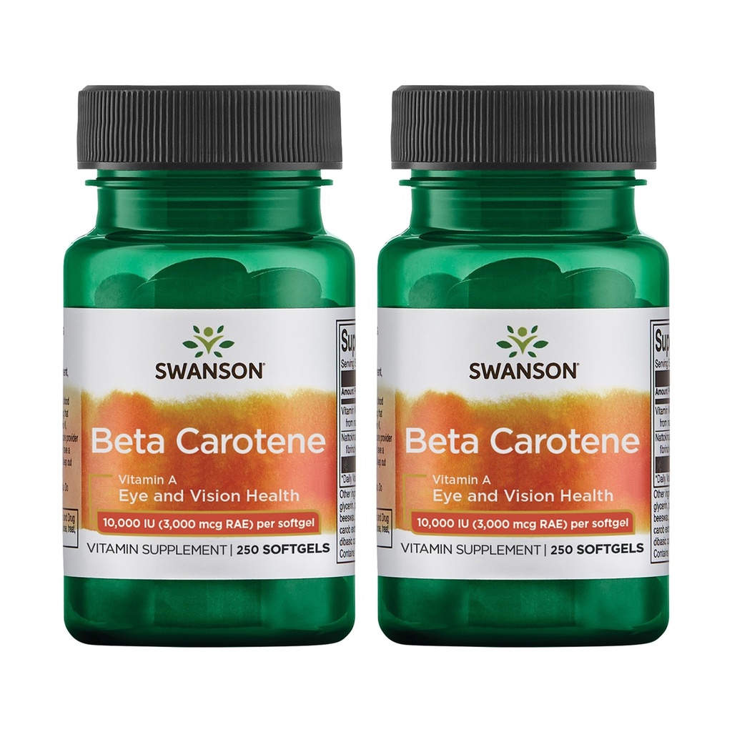 Swanson Beta-Carotene - Vitamin A Supplement Proting Immune Health, Eye & Skin Health - Natural Wellness Formula - (250 Softgels, 3000 C) (2 Pack)