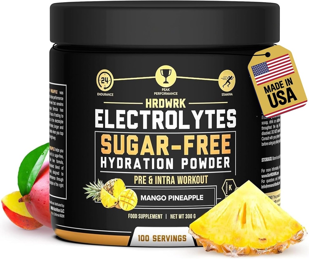 HRDWRK Elektrolytes Tozu, Magnezyum Pyum - Sugar Free Electrolytes Boost Endurance ve Fatigue'yi Bu Elektrolytes Supplement ile Az Hydration - Keto Friendly