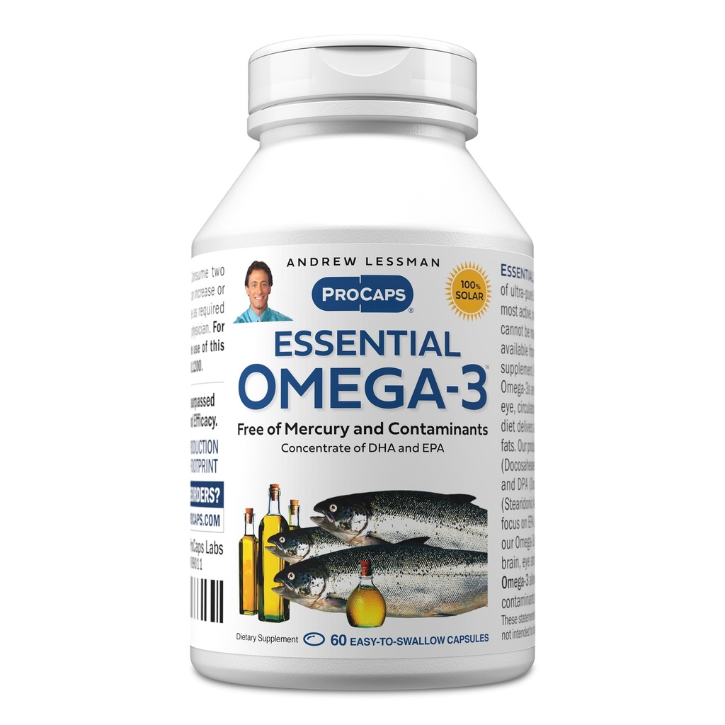 ANDREW LESSMAN Essential Omega-3 Unflavored - 60 Softgels - Ultra-Pure, Omega-3 Oils υψηλής ισχύος. Υψηλή DHA, Δεν Στομάχι Αναστατώνεται, Δεν Μόλυνση, Δεν Ερμή. Μικρό εύκολο να καταπιείτε Softgels