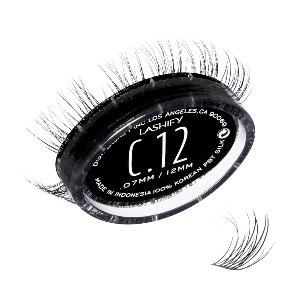 Lashify Curl 12mm Gossamer DIY Eyelash Refill, Black, Easy Fake Eyelashes for a Natural Look