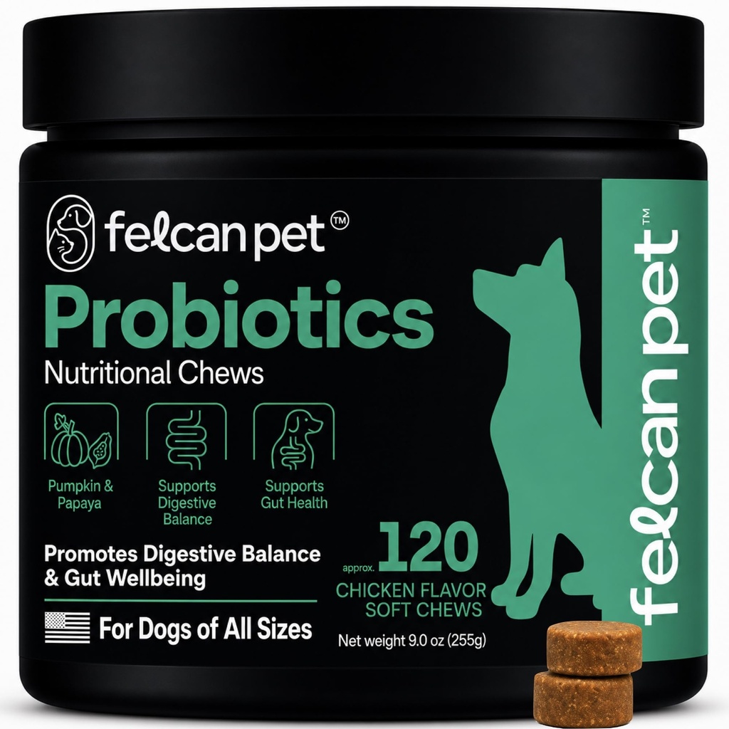 Probiotics For Dogs Soft Chews With Pumpkin, Papaya & Prebiotic Inulin – Dog Probiotic With 6-Strain Blend – Supports Dog Digestive Balance – Gut Health For Dogs – Chicken Flavor, 120 Chews