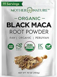 Organik, Raw Peruvian Black Maca Root Toz - Premium USDA sertifikalı, Erkekler ve Kadınlar için ideal, Boost Workouts, Advanced Muscle Recovery, Non-GMO, Vegan Superfood, 16 ozz
