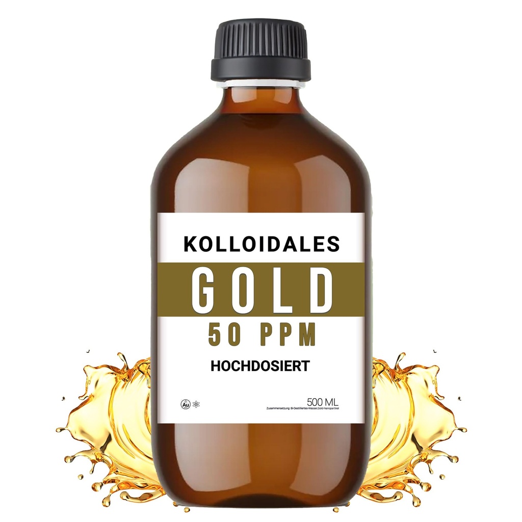 Κολλοειδές χρυσό διάλυμα, 50 PPM, 500ml, Υψηλή καθαρότητα 99,99%