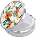 Nipichsha Pill Box, Small Pill Case for Purse & Pocket, Cute Travel Medicine Organizer, Portable Medicine Container Holder to Hold Vitamins, Medication, Fish Oil & Supplements, White Flowers