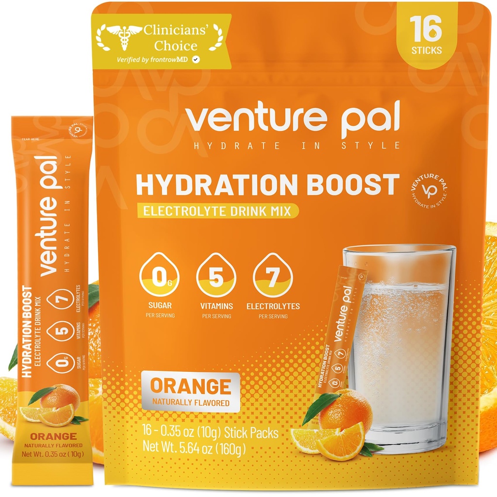 Venture Pal Sugar Free Electrolyte Powder Packets - Liquid Daily IV Drink Mix for Rapid Hydration & Party Recovery 