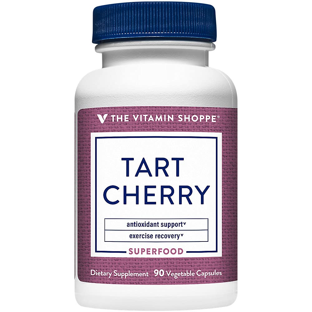 The Vitamin Shoppe Tart Cherry Extract - Post-Workout Recovery & Antioxidant | Freeze-Dried Montmorency | 90 Veggie Caps | Non-GMO
