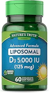 Doğanın Gerçek Liposomal Vitamin D3 | 5000 IU | 60 Softgels | Non-GMO & Gluten Free Supplement Supplement