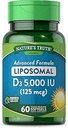 Doğanın Gerçek Liposomal Vitamin D3 | 5000 IU | 60 Softgels | Non-GMO & Gluten Free Supplement Supplement