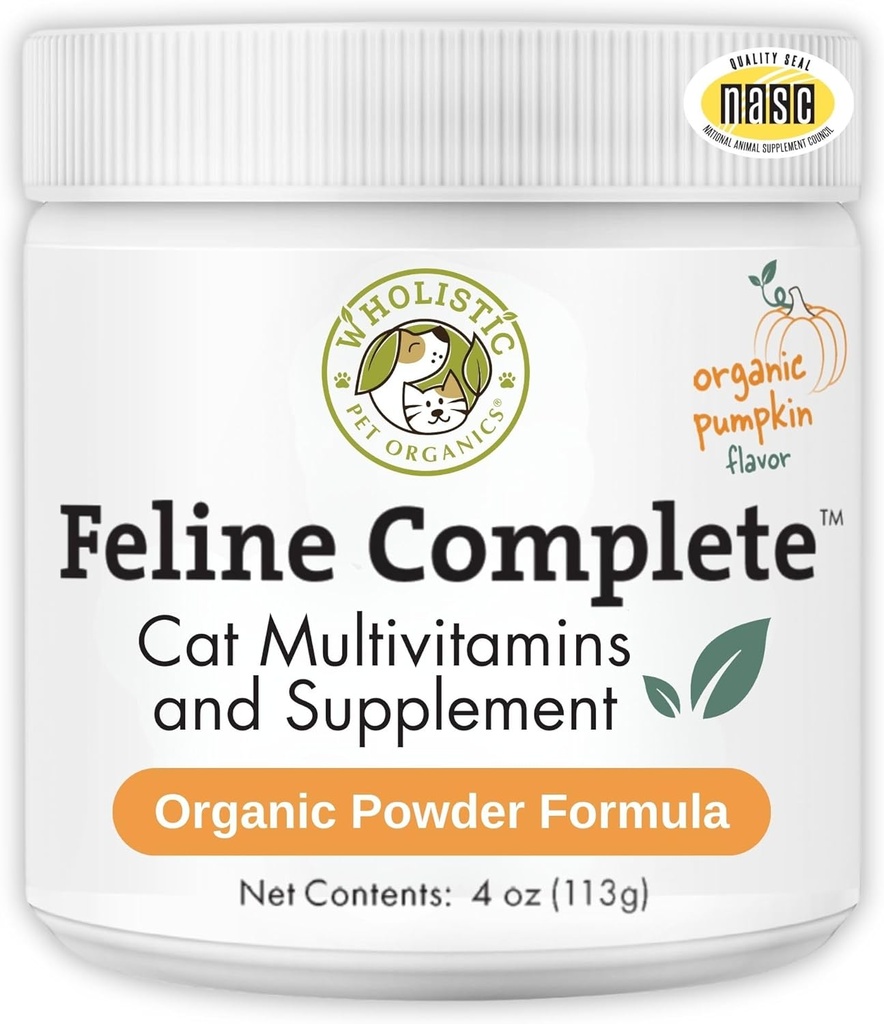 Wholistic Pet Organics Feline Complete Organic Riley - 4 Oz - Cats için Multivitamin & Probiyotik Toz - Doğal Cat Yiyecek & Digestive Support