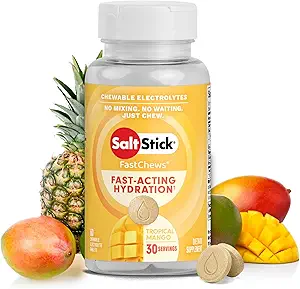 SaltStick Electrolyte FastChews - 60 Tropikal Mango Chewable Electrolytes - Koşu ve Hydration için Salt Tabletler, Elektrolyte Chews - 60 Kont