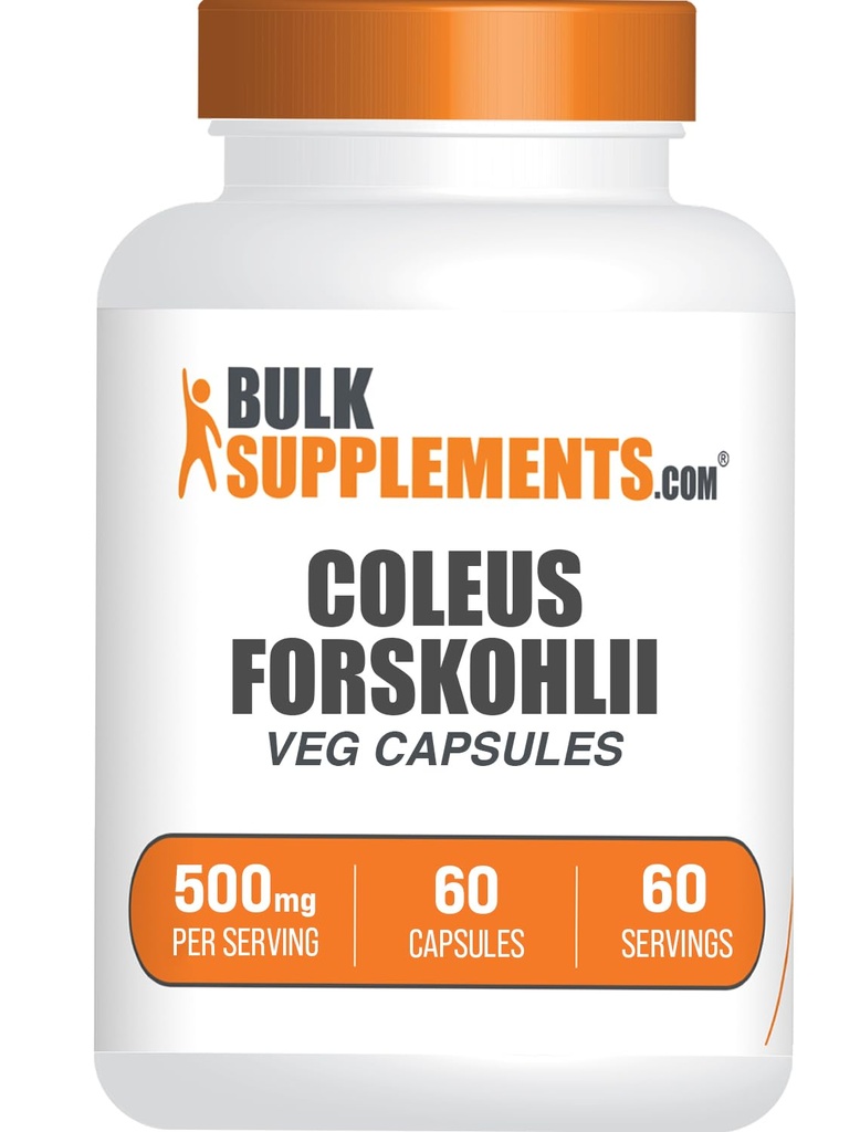 BulkSupplements.com Coleus Forskohlii Extract Capsules - Forskolin Supplement, Forskolin Capsules - Herbal Supplement, Gluten Free, 1 Capsule per Service, 60 Capsules (Pack of 1)