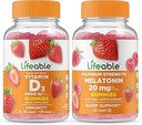 Lifeable Vitamin D 5000 IU + Melatonin 20 mg, Gummies Sche - Great Tasting, Vitamin Supplement, Gluten Free, GMO Free, Chewable Gummy