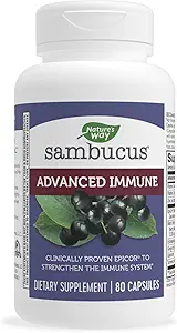 Nature's Way Sambucus Advanced Immune Capses with Black Elderberry, Vitamin C, Vitamin D, Echinacea and Zinc, Immune System Support with EpiCor*, 80 Κάψουλες
