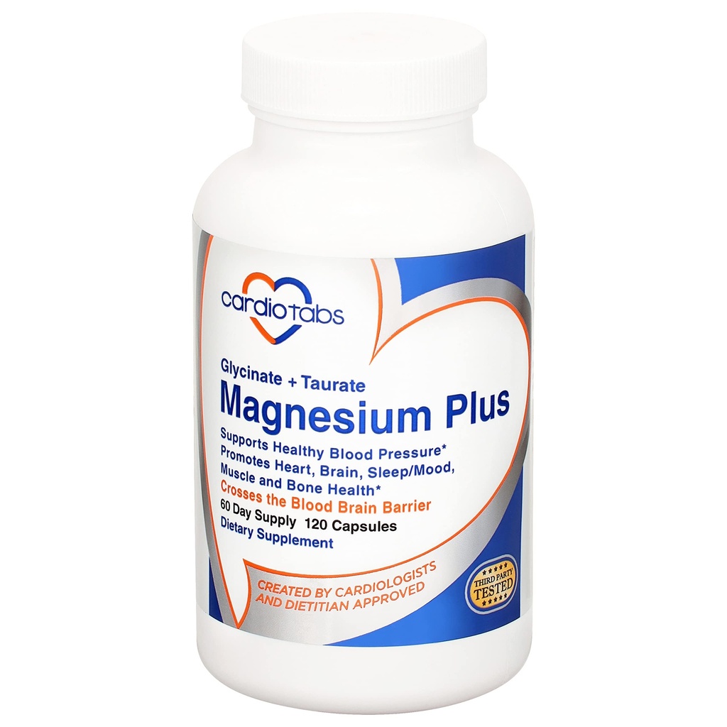 Magnezyum Plus – 200 mg of Magnezyum Glycinate ve Magnezyum Taurate for Blood Pressure, Heart, Brain, Sleep & Mood Support – Highly Tempd and Well Absorbed - 120 Capsules