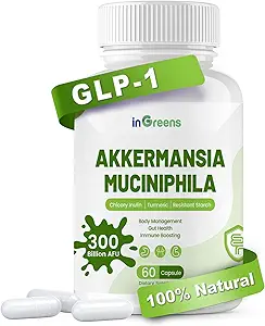 Akkermansia Muciniphila Probiyotik for Gut Management - GLP-1 Boosting Supplement with Chicory Inulin, Turmeric, dirençli Starch, Vegan & Gluten Free - 30 Day Supply
