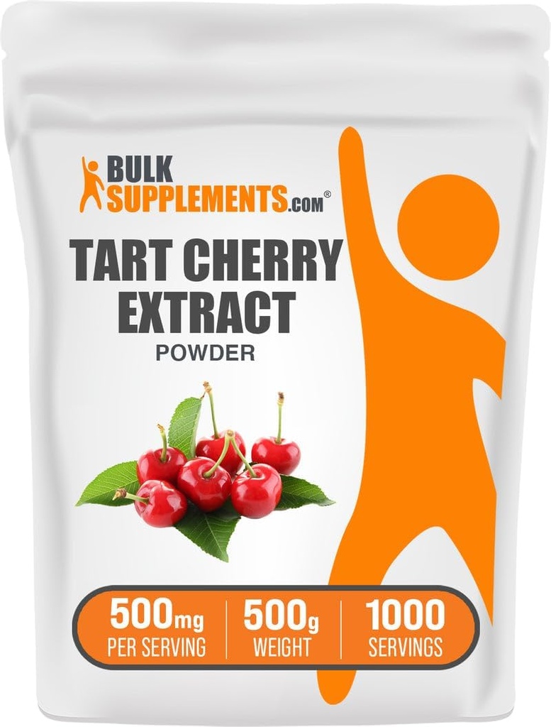 BulkSupplements.com Tart Cherry Extract Toz - Tart Cherry Supplement, Herbal Supplement - Antioksi Kaynağı, Gluten Free, 500 mg per Service, 500g (1.1 lbs) (Paket of 1)