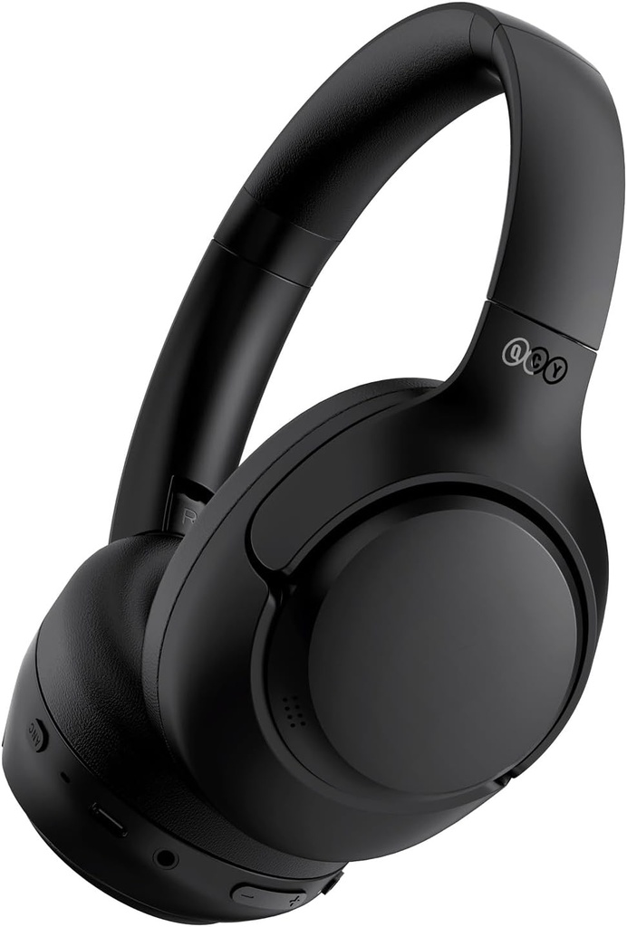 QCY H3 ANC Bluetooth Ears Over Ear, Active noise Cancelling Bluetooth 5.4 Microphones, Hi-Res Audio Sound, Multipoint Connection, 60H Playback, Custom EQ via App(Black)