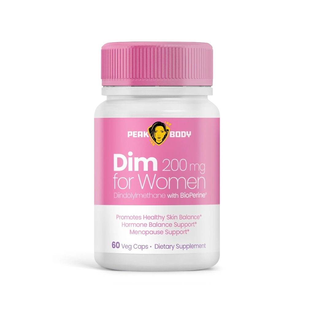 Peak Body DIM 200 mg for Women – Diindolylmethane Supplement with BioPerine® for Enhanced Absorption – 60 Veggie Capsules – Hormone Balance and Skin Support