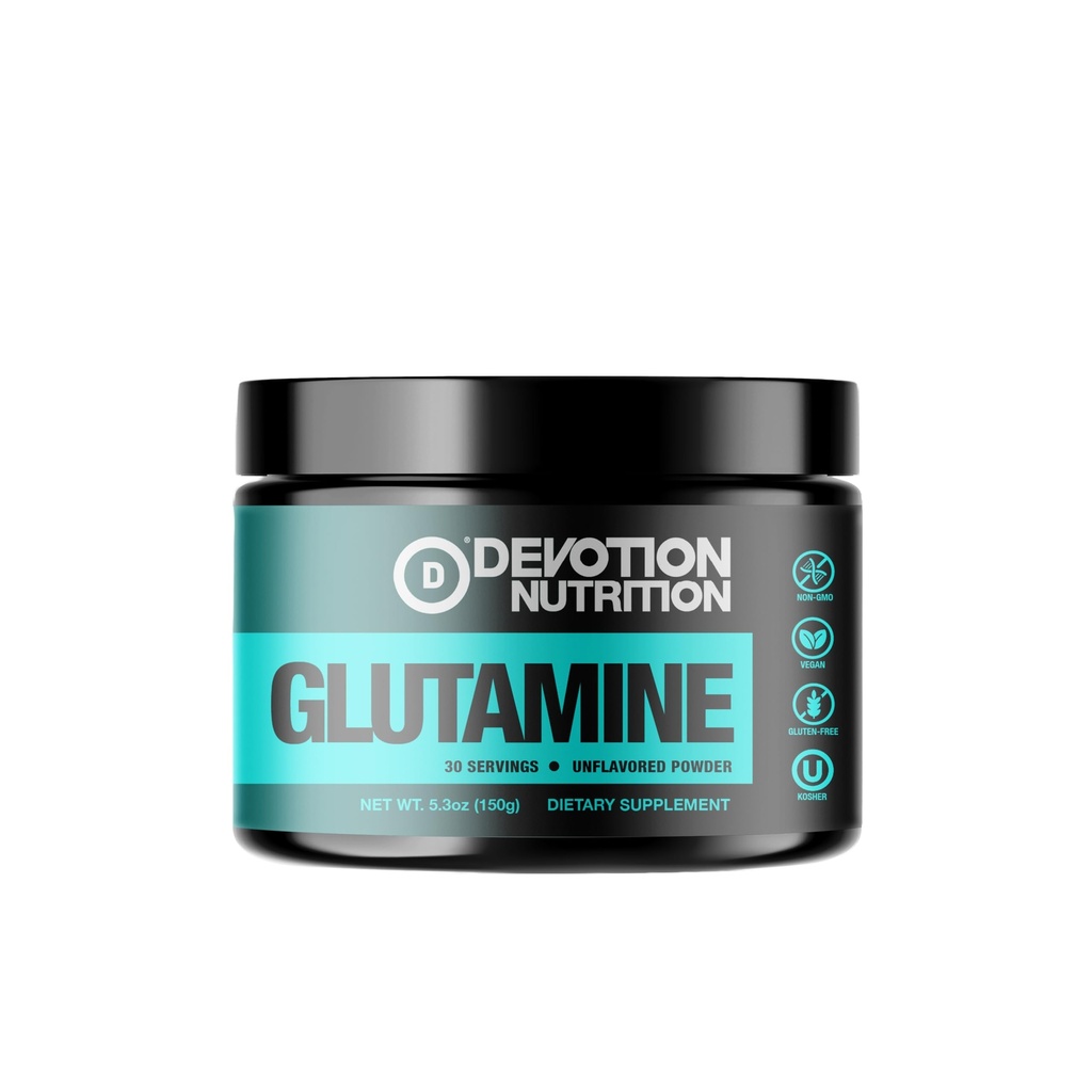Devotion Nutrition Pure L-Glutamine Powder – 5 g per Serving, 30 Servings, Unflavored, Amino Acid Supplement for Recovery, Gut & Immune Support – Vegan, Gluten-Free, Non-GMO, Kosher, Made in USA
